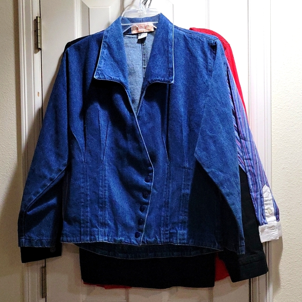EUC 100% Cotton Denim Shirt by Apache Snap Front Close